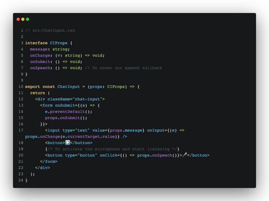 Screenshot of code example