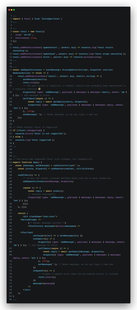 Screenshot of code example