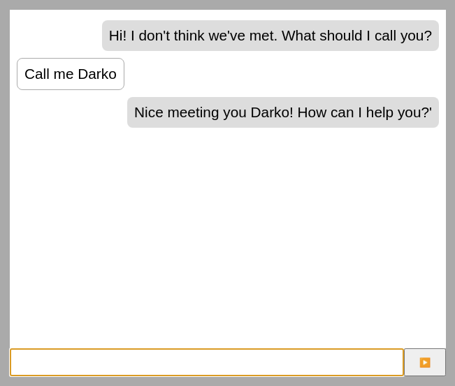 Screenshot of chatbot conversation example