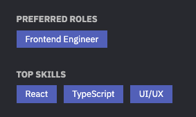 Screenshot of Preferred Roles and Top Skills buttons