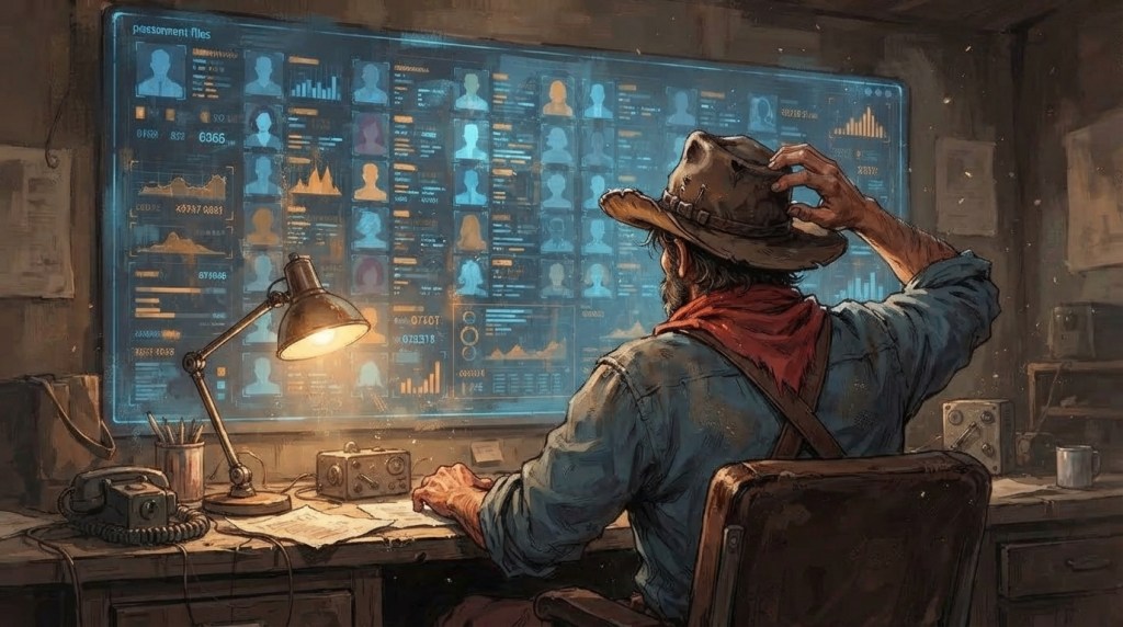 A hiring manager reviewing applications and looking frustrated